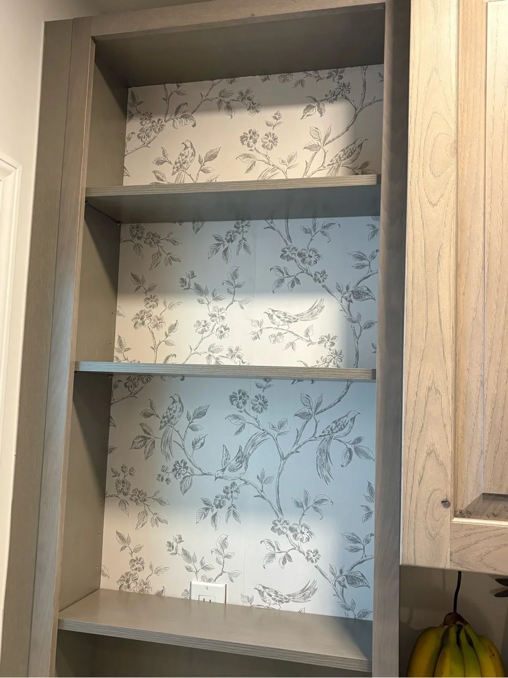 Gray Floral and Bird Wallpaper